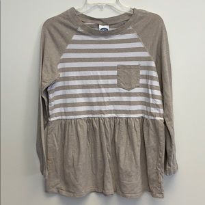 4/$20DG2 tan and white striped Long sleeve T-shirt